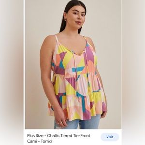 Torrid Plus Size Challis Tiered Tie Front Cami
